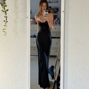 Baby boo Fashion - MALIKA MAXI DRESS - BLACK satin maxi dress